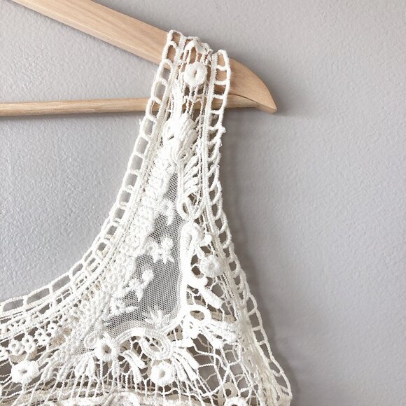 Solitaire knit cream tank top blouse medium - Picture 5 of 15